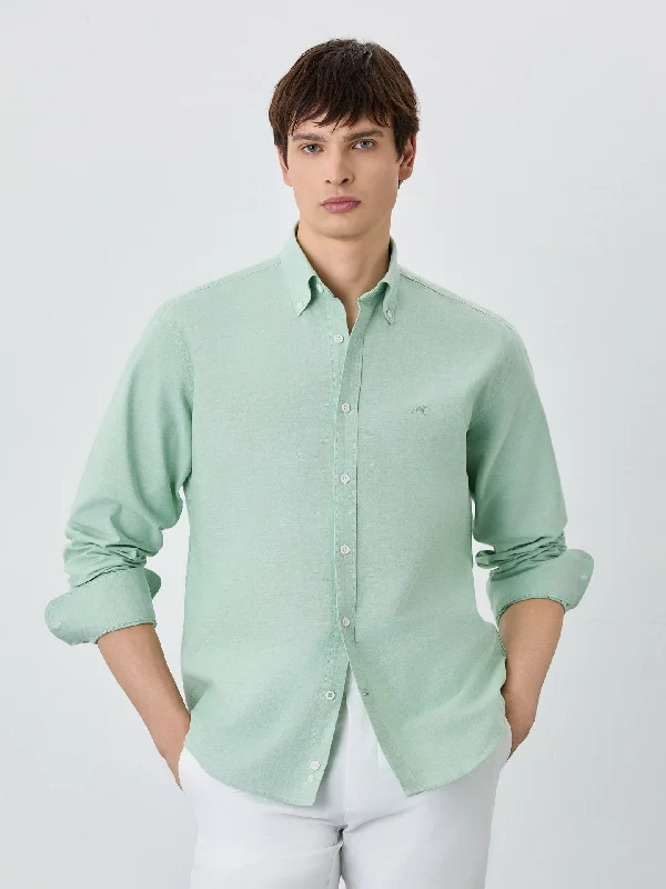 Regular Fit Shirt With Button Down Collar In Cotton-elastane Blend Stylish Men's Tropical 