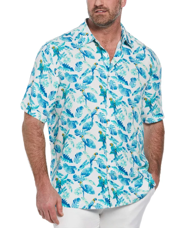 Big & Tall Tropical Parrot Print Shirt Edgy Men's Punk