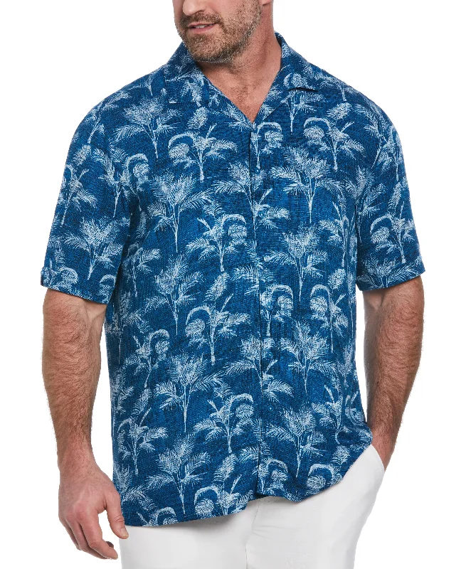 Big & Tall Palm Tree Print Shirt Refined Men's European