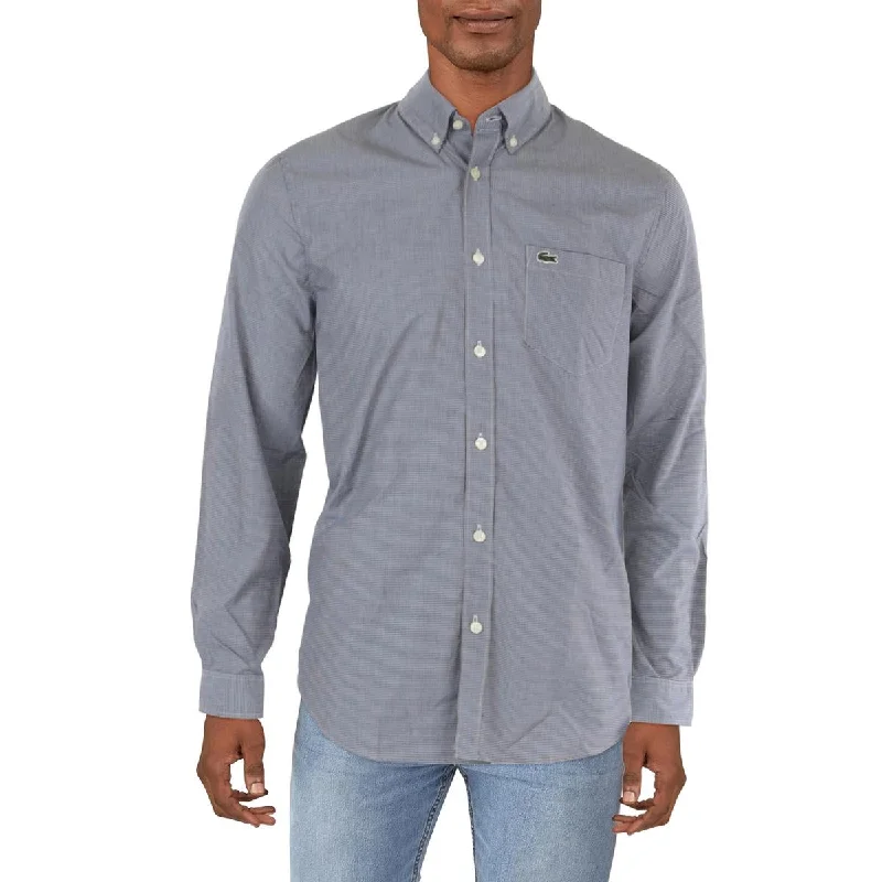 Lacoste Mens Collar Long Sleeve Button-Down Shirt Laid