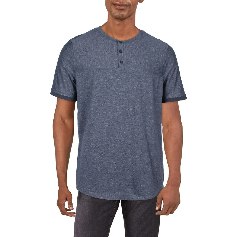 Kenneth Cole Mens Heathered Cotton Henley Shirt Organic