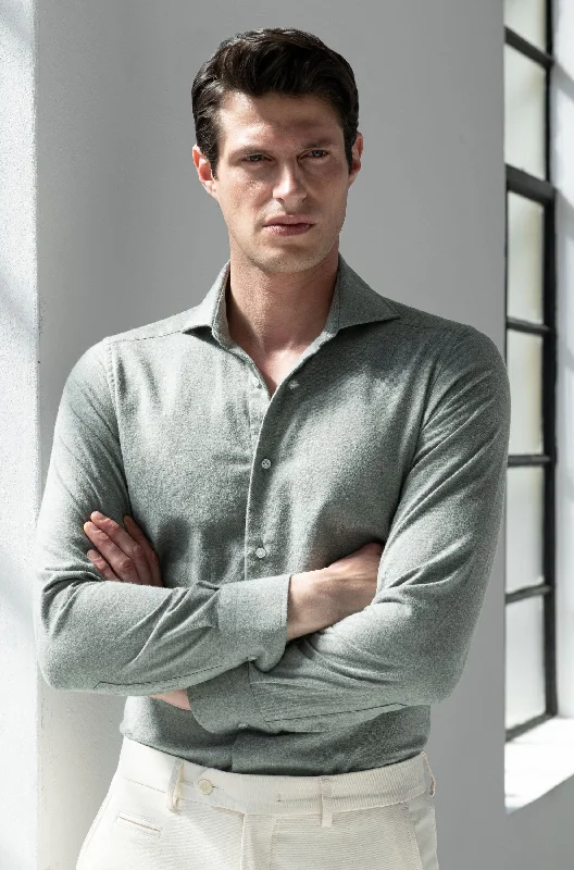 Sage cashmere and cotton shirt - Made in Italy Youthful Men's Pop