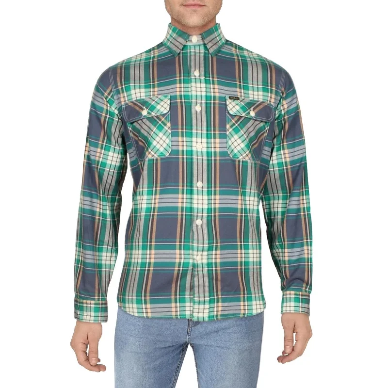 Polo Ralph Lauren Mens Plaid Utility Button-Down Shirt Monochromatic All