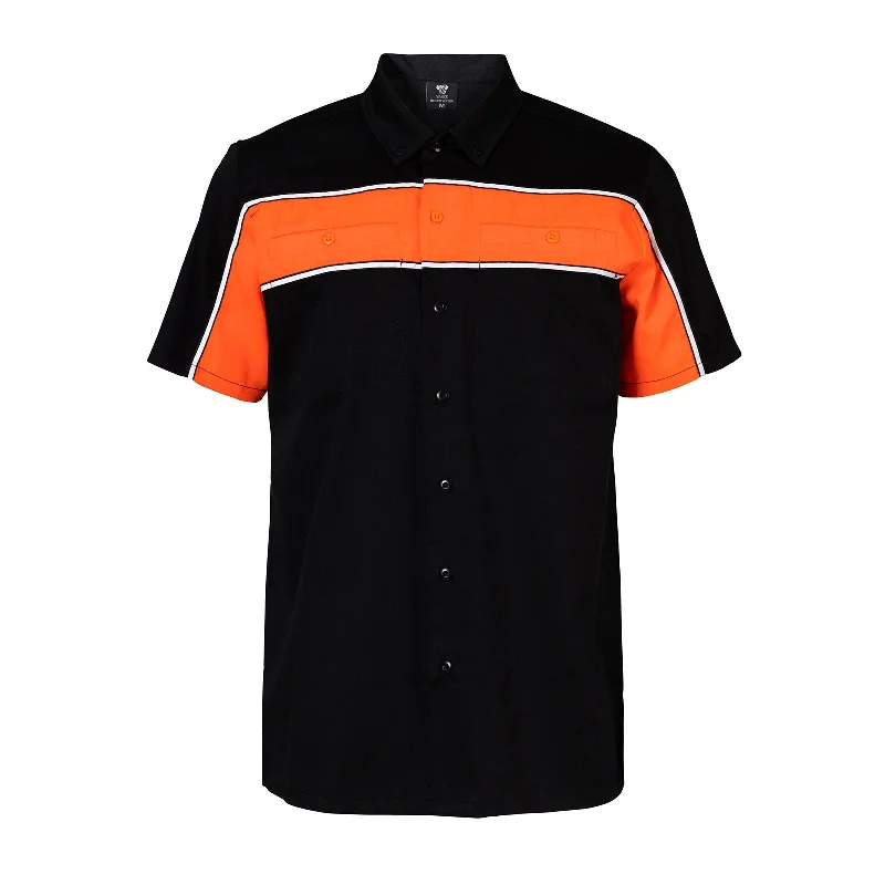 VB770 - Men's Work Shirts Black & Orange Modern Men's Tech