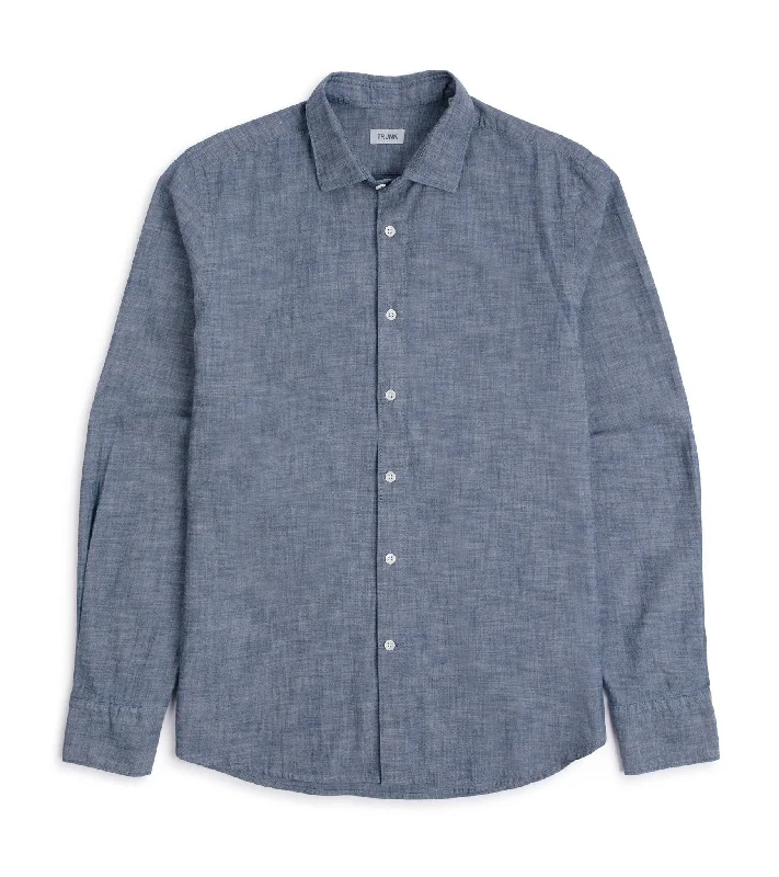 Trunk Austin Japanese Chambray Shirt: Dark Blue Sleek Men's Contemporary 