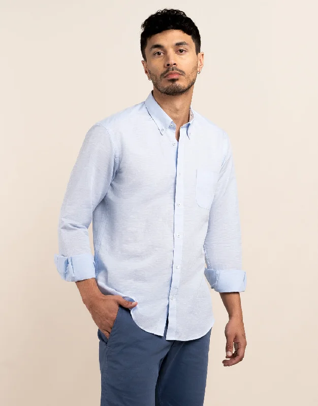 Ohope Light Blue Cotton-Linen Shirt Gym