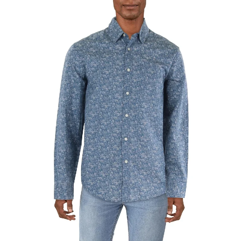 Dockers Mens Cotton Printed Button-Down Shirt Streetwear Style