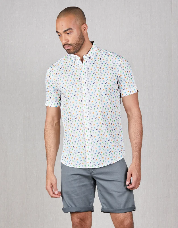 Waihi Jellyfish Print Short Sleeve Shirt Laid