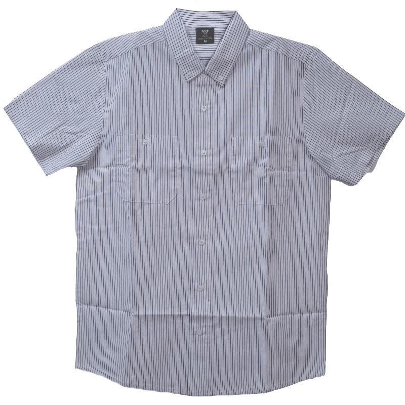 VB775WG - Men's White Work Shirts with Grey Strips Practical Men's Multi