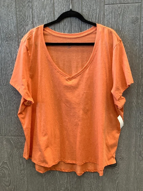 Top Short Sleeve By Falls Creek In Orange, Size: 3x Streetwear Style