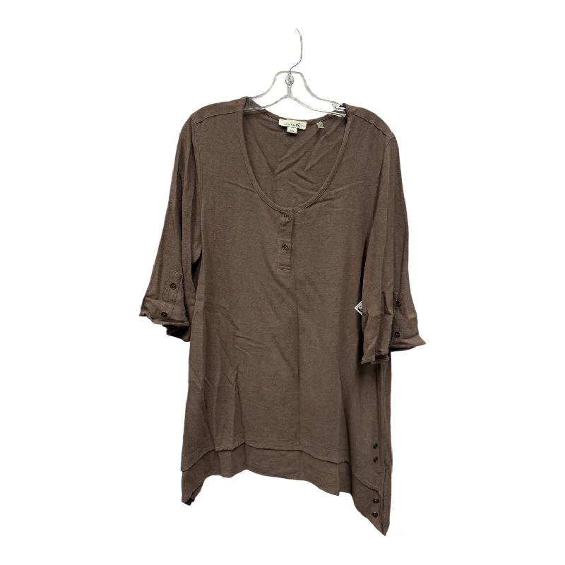 Top 3/4 Sleeve By Simply Noelle In Brown, Size:L Refined Men's Velvet