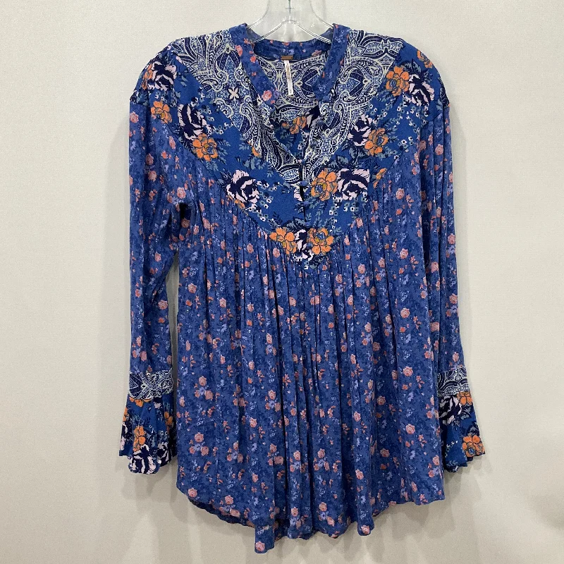 Top Long Sleeve By Free People In Blue, Size: S Unique Men's Patch