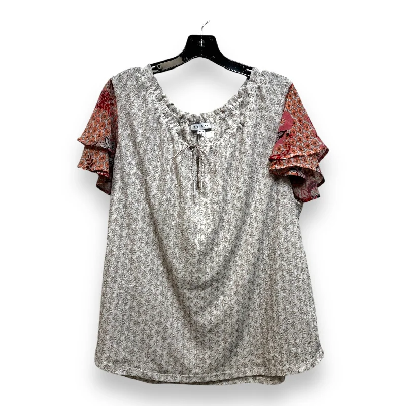 Top Short Sleeve By Tribal In Floral Print, Size: Xxl Vacation