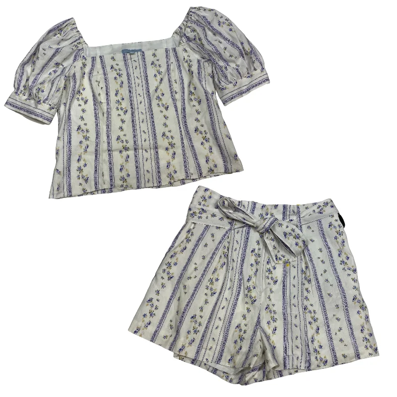 Purple & White Shorts Set Antonio Melani, Size L Vacation