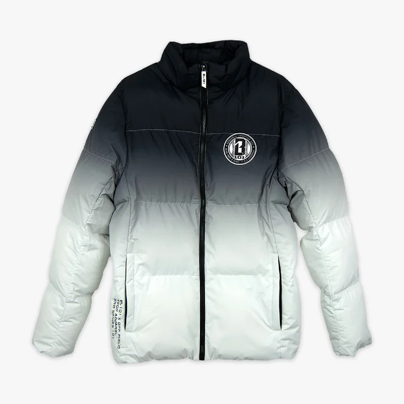 Gradient Full Zip Puffer Jacket - Black/White Laid