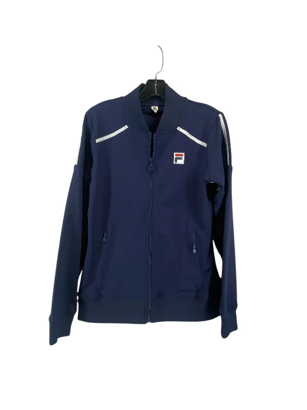 Athletic Jacket By Fila In Navy, Size: M Unique Men's Patch