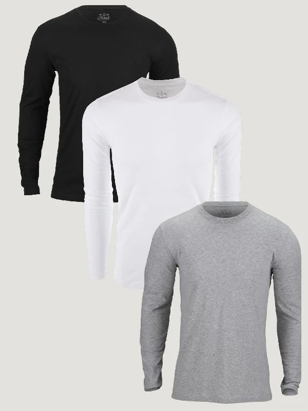 Long Sleeve Basic 3-Pack Casual Men's Japanese 