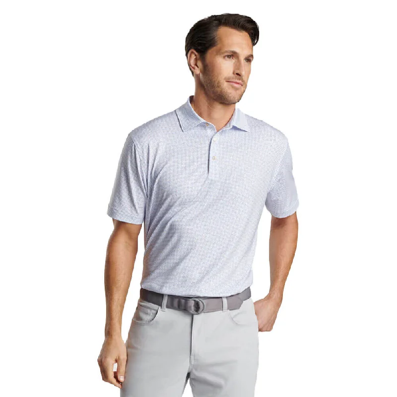 Peter Millar Daybreak Performance Jersey Polo Shirt - White/Astral Blue Vacation