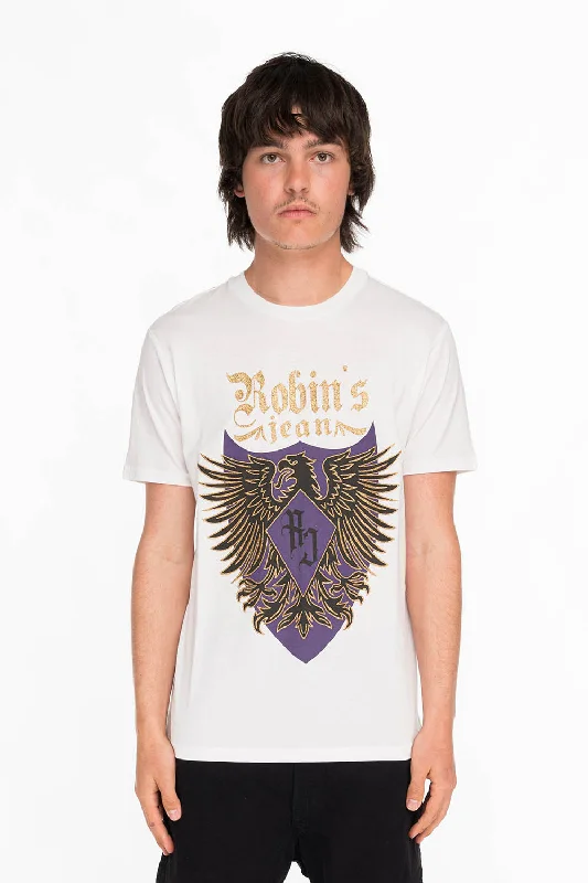 EAGLE CREST TEE IN WHITE AND PURPLE Cozy Men's Winter