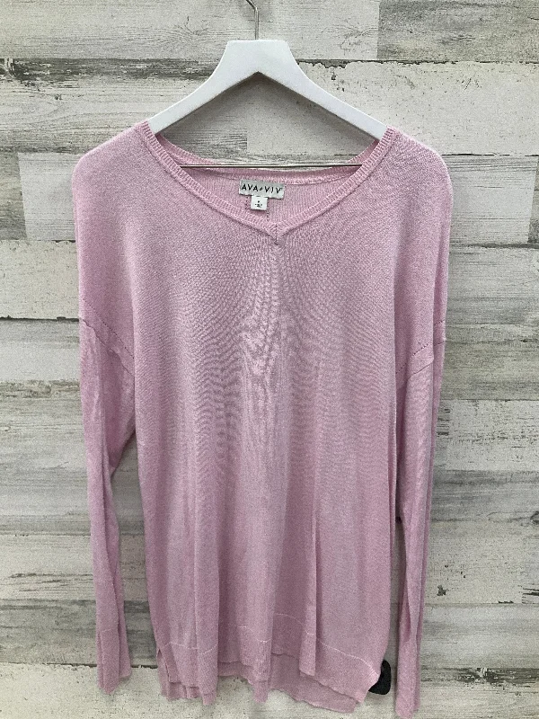 Top Long Sleeve By Ava & Viv In Pink, Size: 1x British Gentleman Style