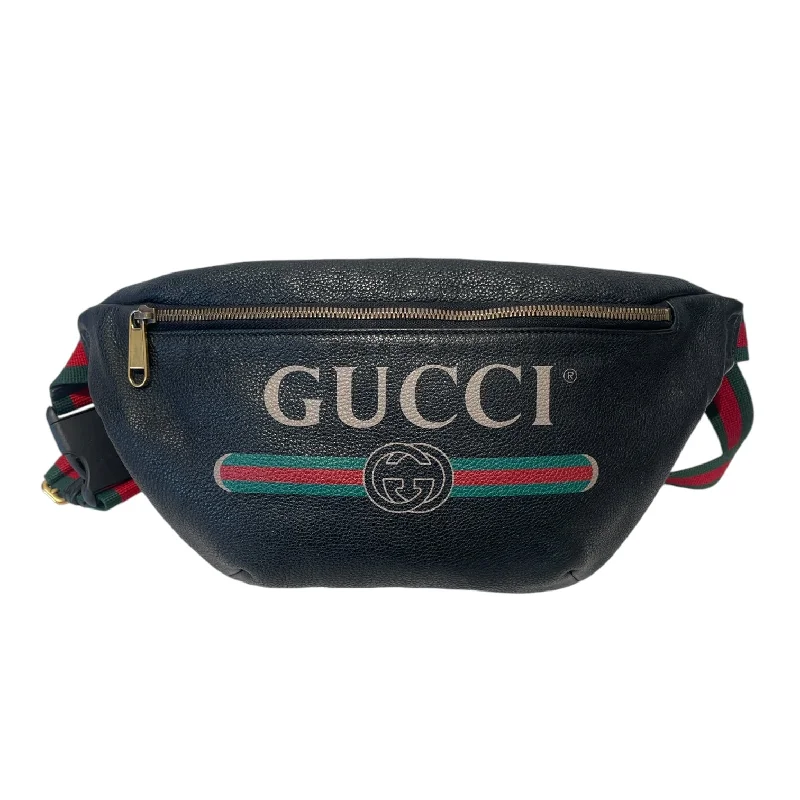 GUCCI/Fanny Pack/Leather/BLK/Belt  Bag Sporty Men's Tennis