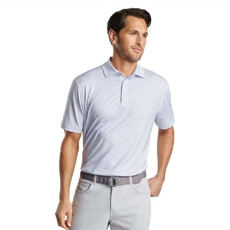 Peter Millar Daybreak Performance Jersey Polo Shirt - White / Liberty Blue Monochromatic All