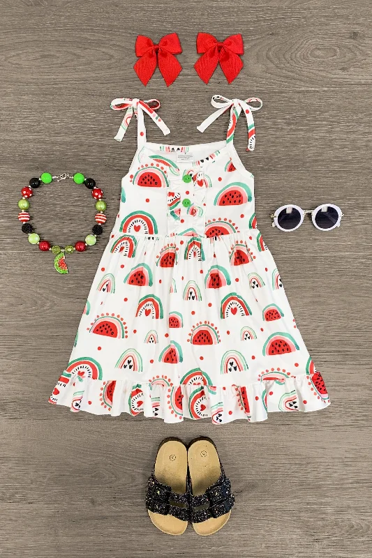 Watermelon Rainbow Tie Tank Dress Streetwear Style