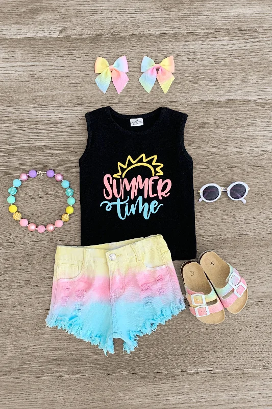 "Summertime" Pastel Tie Dye Denim Short Set Modern Men's Tech