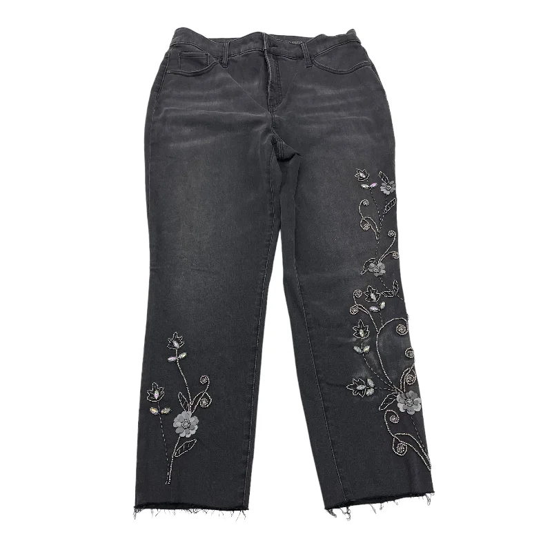 BLACK DENIM JEANS STRAIGHT by CHICOS Size:10 Beach