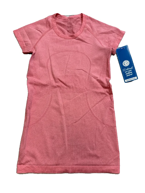 Athletic Top Short Sleeve By Lululemon In Pink, Size: S Laid