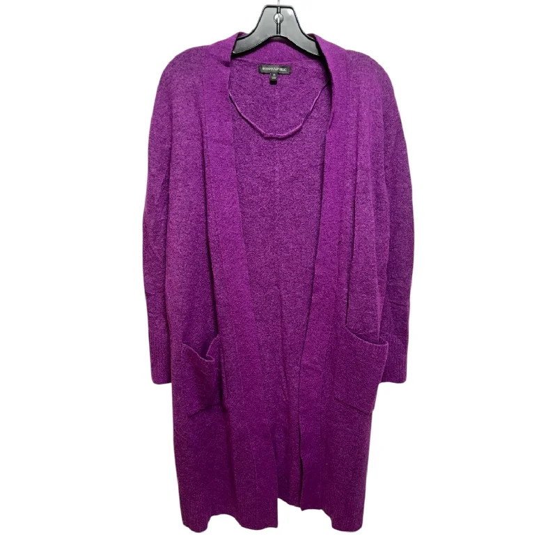 Wool Blend Sweater Cardigan By Banana Republic In Purple, Size: M Bold Men's Animal