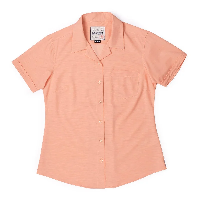 Peach Chaos – Women's KUNUFLEX Short Sleeve Shirt Sleek Men's Contemporary 