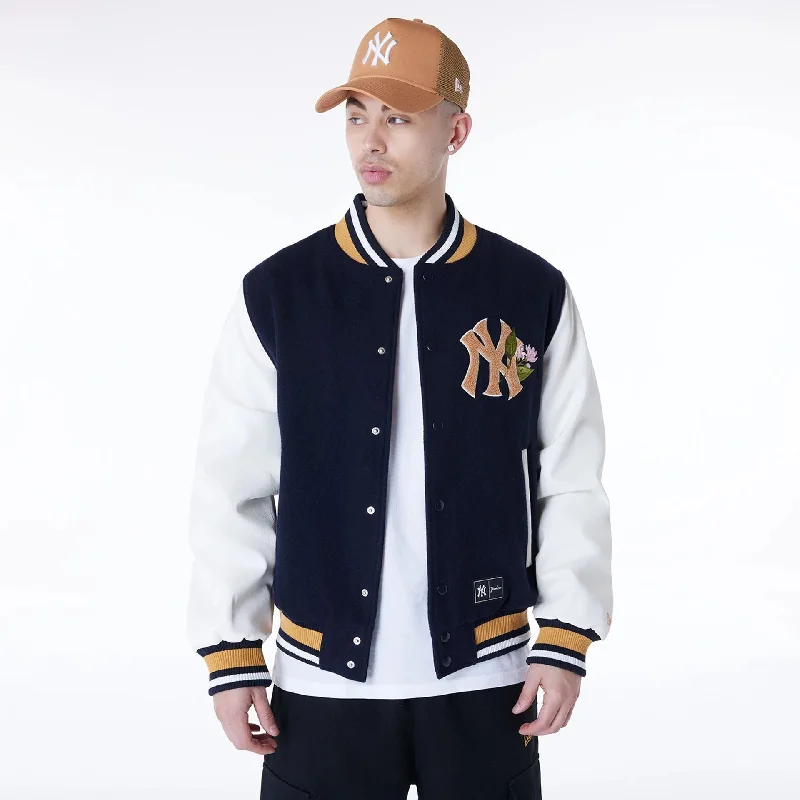 New York Yankees MLB Floral Navy Jacket Polished Men's Satin