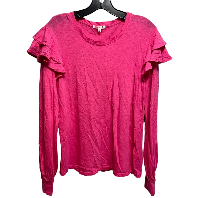 Ruffle Shoulder Top Long Sleeve By Sundry In Pink, Size: 2 Sleek Men's Contemporary 