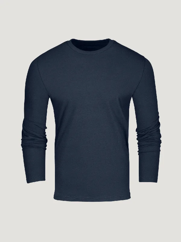 Indigo Blue Long Sleeve Crew Neck FINAL SALE Sharp Men's Italian