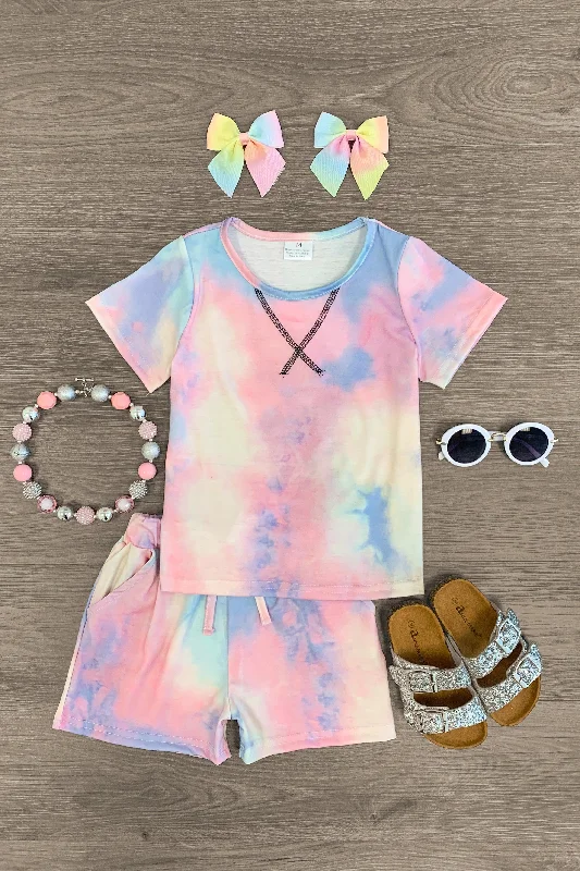 Pastel Pink & Blue Tank Tie Dye Lounge Set Dynamic Men's Glow