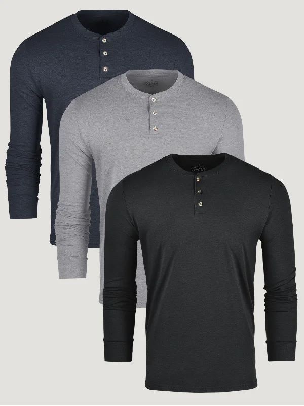 Basic Long Sleeve Henley 3-Pack Refined Men's Classic 