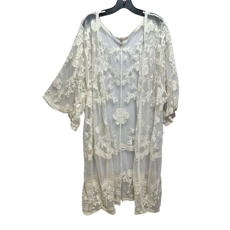 Embroidered Kimono By Adiva In Cream, Size: 1x Adventure