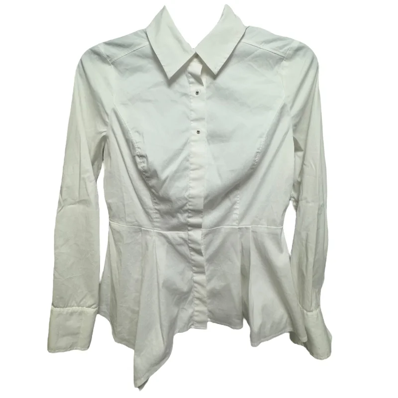 Asymmetric Button-Down Shirt By White House Black Market In White, Size: 0 Relaxed Men's Australian 