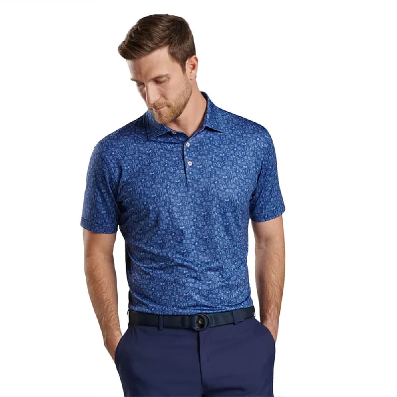 Peter Millar Carolina Shag Performance Jersey Polo Shirt - Sport Navy Sporty Men's Tennis