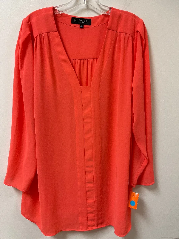 Top Long Sleeve By Eloquii In Orange, Size: 2x Stylish Men's Tropical 