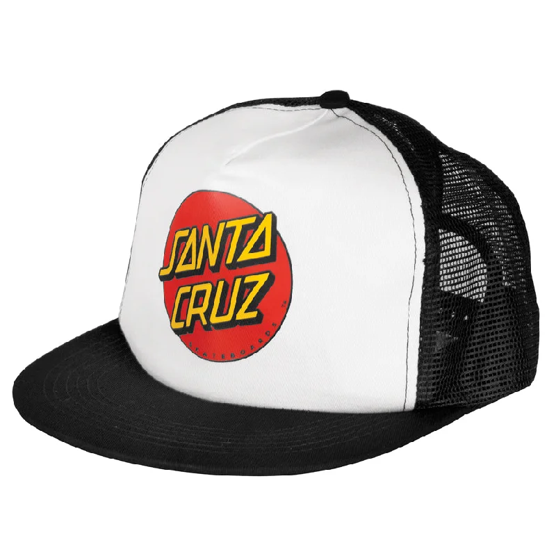 Santa Cruz Classic Dot Mesh Trucker High Profile Hat - Black/White Rugged Men's Outdoor 