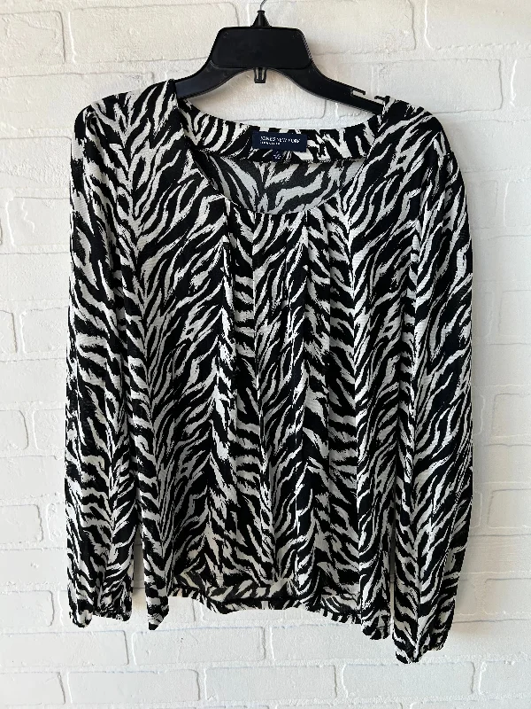 Top Long Sleeve By Jones New York In Black & White, Size: Xl Beach