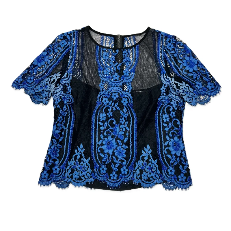 Black & Blue Top Short Sleeve Designer By Nanette Lepore, Size: S Laid