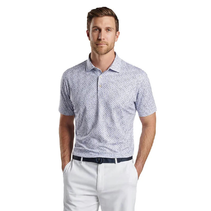 Peter Millar Pina Skullada Performance Jersey Polo Shirt - White/Sport Navy Casual Men's Short