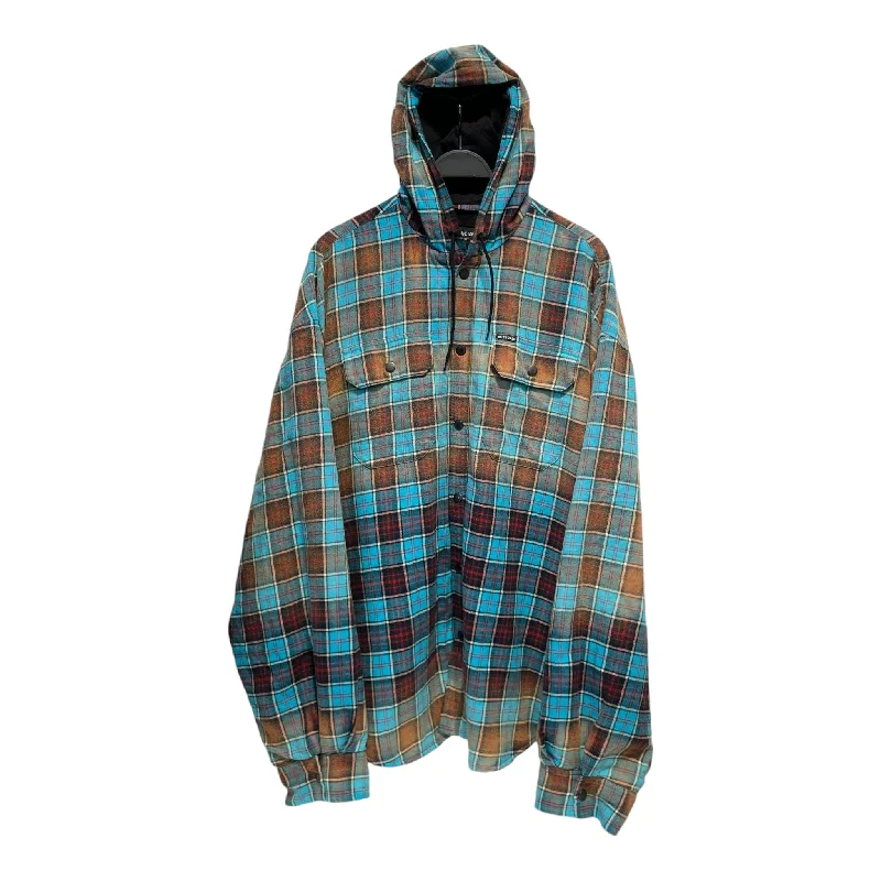 BALENCIAGA/Flannel Shirt/S/Cotton/BLU/bleached/hood Youthful Men's Pop