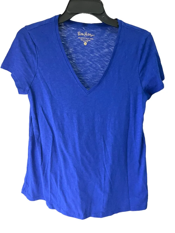 Royal Blue Top Short Sleeve Designer Lilly Pulitzer, Size M British Gentleman Style