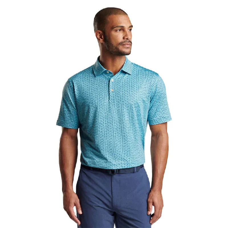 Peter Millar Lavender Fields Performance Jersey Polo Shirt - Cyan Edgy Men's Punk