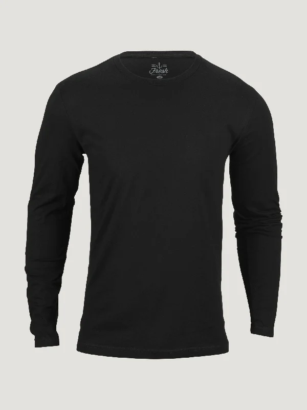 Black Long Sleeve Crew Neck Classic Men's Pin