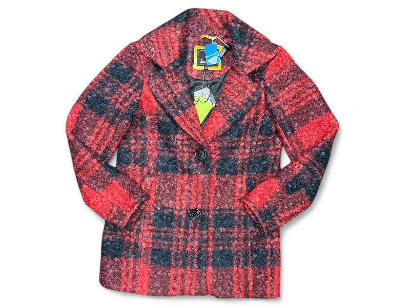 Coat Peacoat By Sam Edelman In Plaid Pattern, Size: Xxs Practical Men's Quick